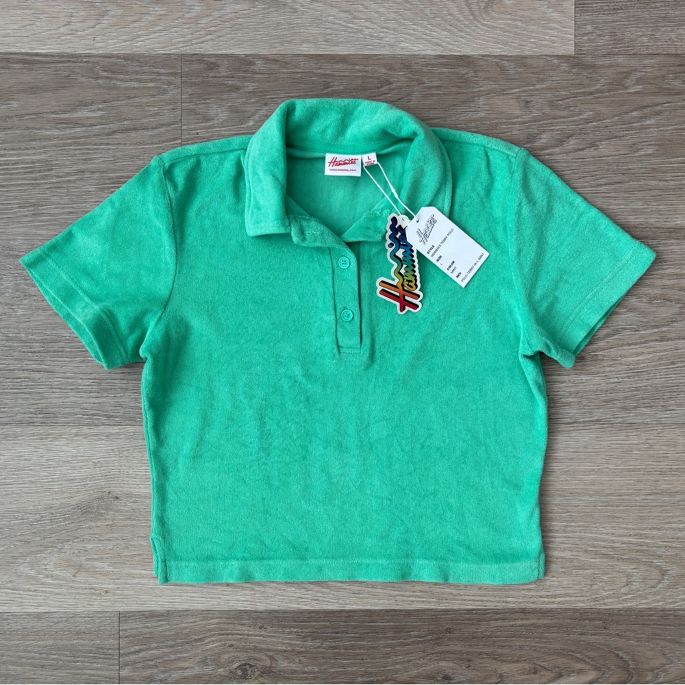 Hammies Green Terry Polo Crop for Women